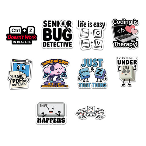 10PCS Programming Stickers 3in, Gifts for Developers Programmers Engineers, Stickers for Laptop Computer Water Bottles Luggage