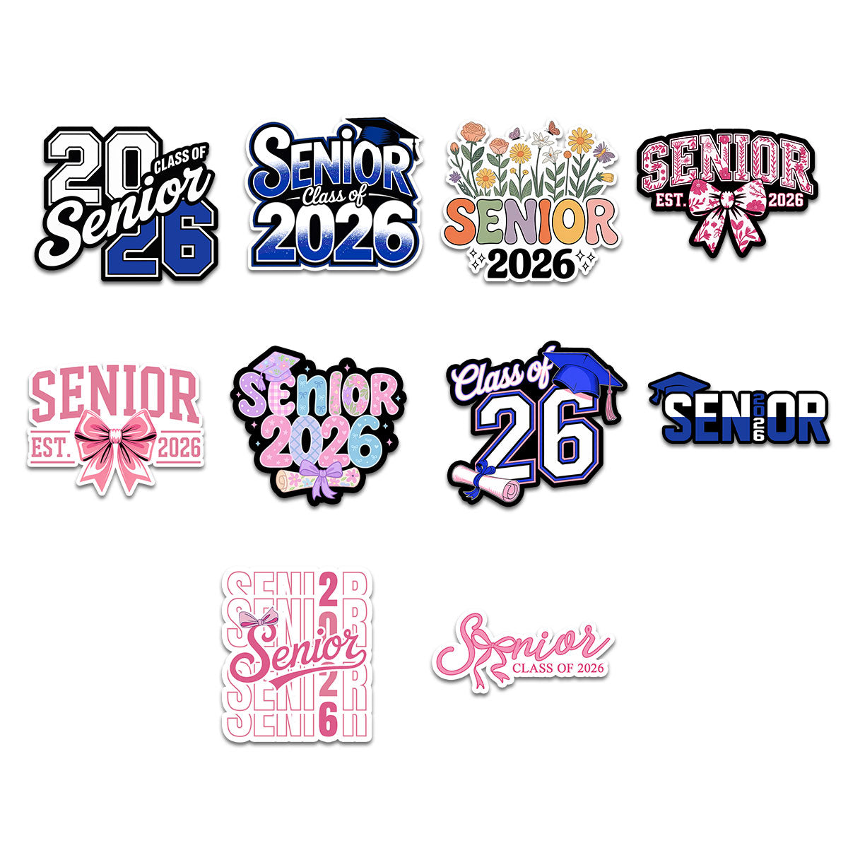 (10PCS) Senior 2026 Sticker 3in, Graduation Sticker For Student, Graduation Class Of 2026 Gift, College Student Decoration For Laptop Planner Tablet Kindle