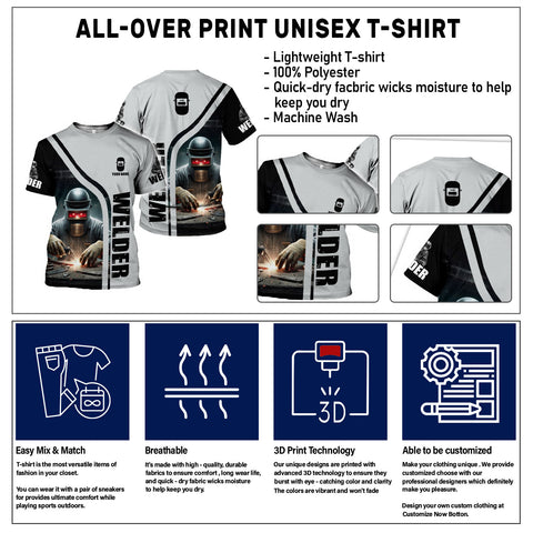 Customized Name Welder Shirt, Welding 3D All Printed Shirt, Welder Shirt for Man, Welder Gift TShirt