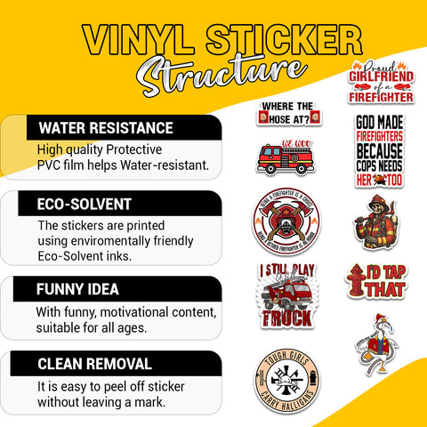 10PCS Firefighter Thin Red Line Stickers 3in, Fire Department Truck Rescue for Laptop, Water Bottles, Helmet, Skateboard for Firefighters
