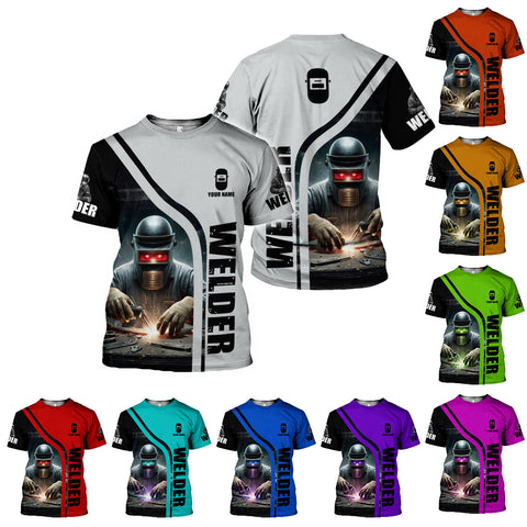 Personalized 3D Welder T Shirt with Name, Custom Welder Shirts for Men 3D shirt