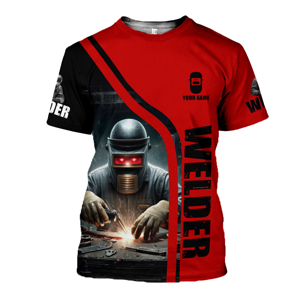 Personalized 3D Welder T Shirt with Name, Custom Welder Shirts for Men 3D shirt