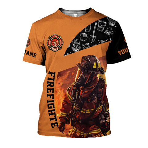 Personalized Firefighter Shirt for Men, Custom Name Fire Man Firefighter Gift Tshirt, 3D Shirts for Men Women