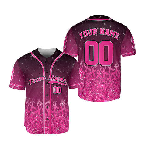 Homedesign Personalized Name Number Team Name Breast Cancer Baseball Jersey, Breast Cancer Survivor Pride shirt for women