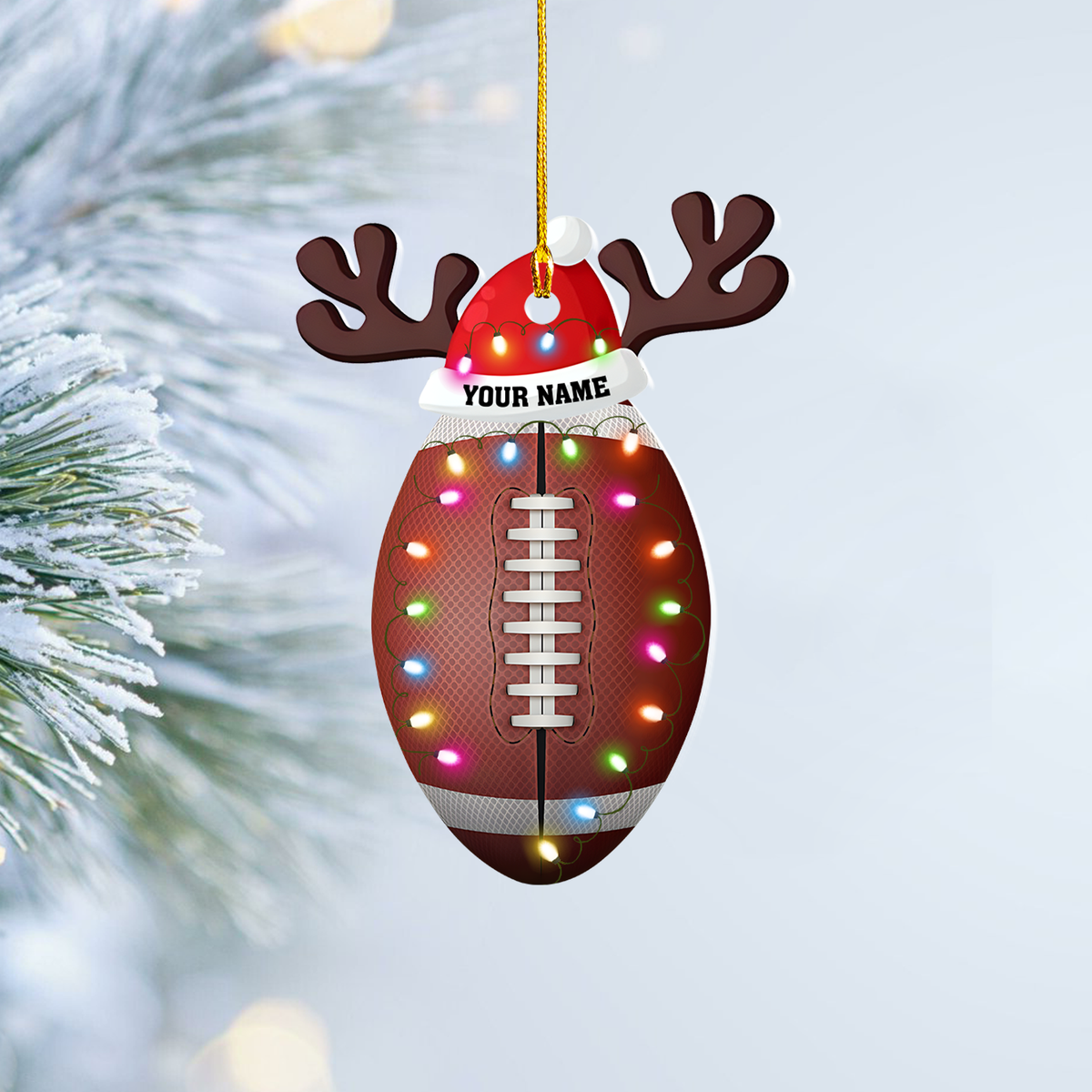 Personalized Football Ornament, Football Player Acrylic 2D Shape Flat Ornament, Football Helmet Ornament, Sport Lovers Ornaments, Christmas Pine Tree Hanging Gift