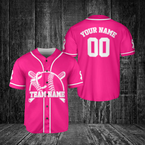 Custom Name Number Team Name Breast Cancer Baseball Jersey, Breast Cancer Survivor Pride shirt for women men