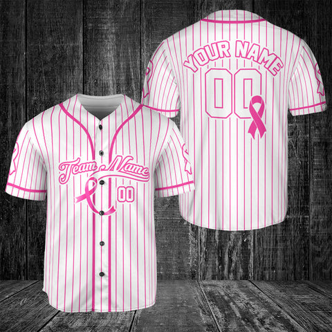 Customized Name Team Name Number Breast Cancer Baseball Jersey, Breast Cancer Survivor Pride unisex shirt for women men