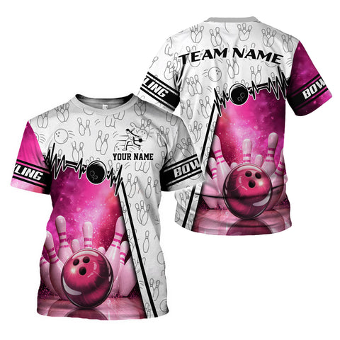 Custom Name Team Name 3D Bowling Shirt, Bowling Shirts for Men Women, Short Sleeve Shirts for Team Bowling