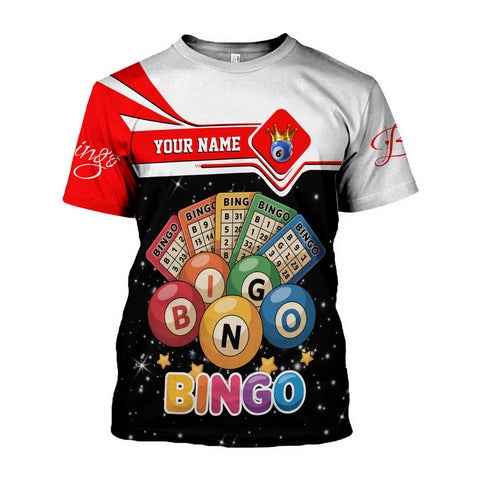 Personalized Team Name and Name colorful BINGO 3D Shirt, Custom Bingo game Shirts for Team, Men Women unisex T shirt