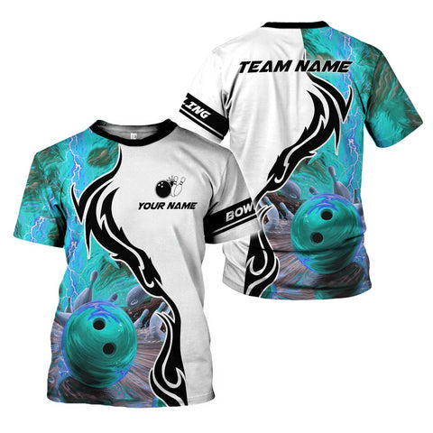 Custom Name Team Name Bowling 3D Shirt, Bowling Shirts for Men Women, Short Sleeve Shirts for Team Bowling