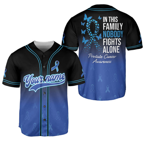 Custom Name Prostate Cancer Jersey, Nobody fights alone Baseball Prostate Cancer Baseball Jersey