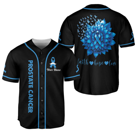 Personalized Name Prostate Cancer Jersey, Faith Hope Love Prostate Cancer Baseball Jersey for women men
