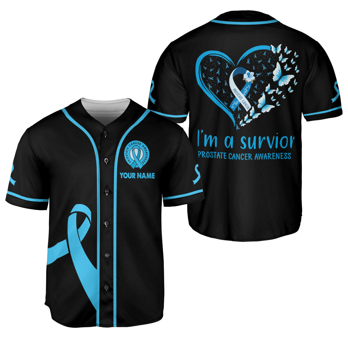 Personalized Name Prostate Cancer Jersey, I am a survivor Prostate Cancer Awareness Baseball Jersey for women men