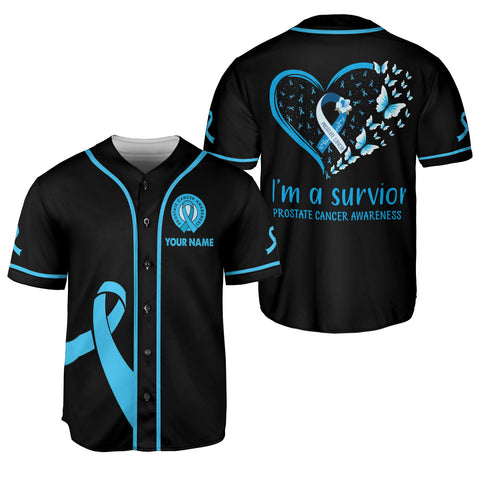 Personalized Name Prostate Cancer Jersey, I am a survivor Prostate Cancer Awareness Baseball Jersey for women men