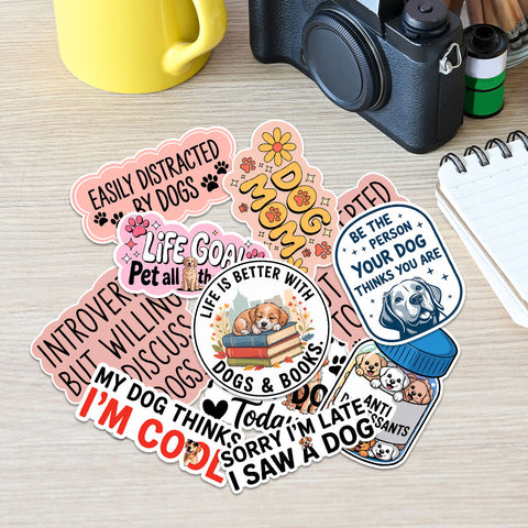 (10PCS) Cute Dog Stickers 3in, Vinyl Pet Decals for Car Laptop Water Bottles Tumblers Notebooks – Decorative Dog Lover Accessories and Gifts for Moms, Owners, and Pet Lovers