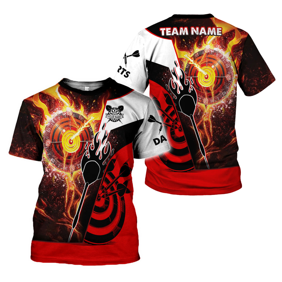 Personalized Dart 3D Shirts, Custom Name Team Dartboard Shirt for Men Women