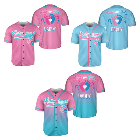 Baby Gender Reveal Baseball Jerseys, Team Girl Team boy Shirts for New Mom Dad