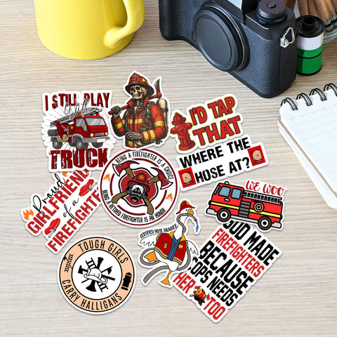 10PCS Firefighter Thin Red Line Stickers 3in, Fire Department Truck Rescue for Laptop, Water Bottles, Helmet, Skateboard for Firefighters