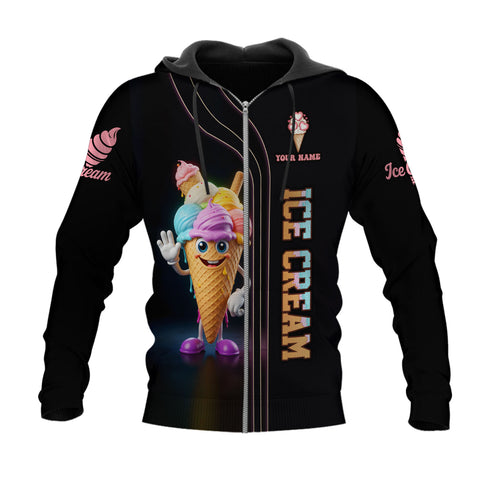 3D Pattern Printed Ice Cream T-Shirt Design, Short Sleeve Tee Women's Graphic Top Casual Wear, Unique Gift