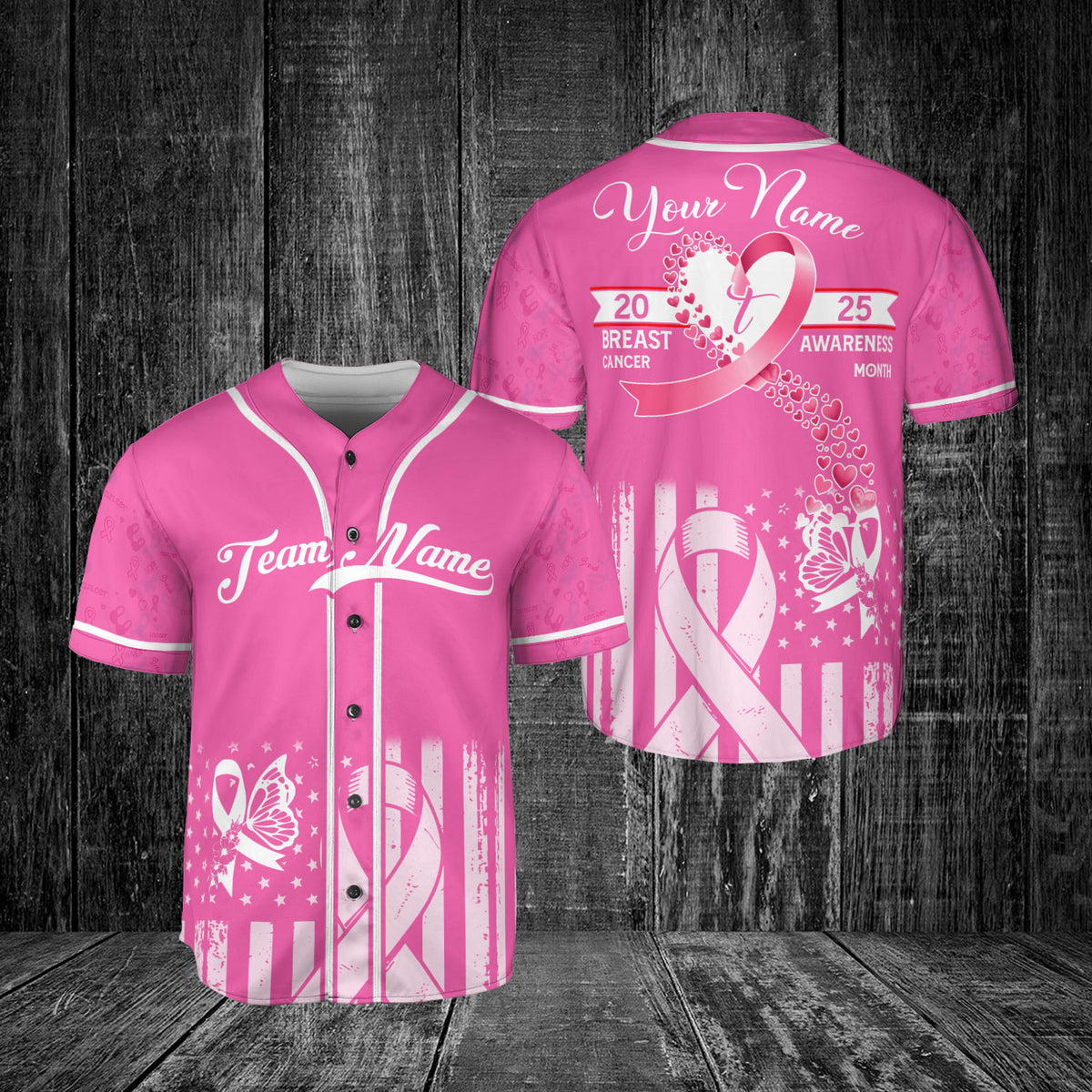 Personalized Name and Team Name Breast Cancer Jersey, Baseball Breast Cancer Survivor Pride Jersey