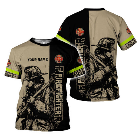Personalized Firefighter Shirt 3d, Custom Name Fire Man Firefighter Gift Tshirt, 3D Shirts Unisex Tshirts 3D for Men Women