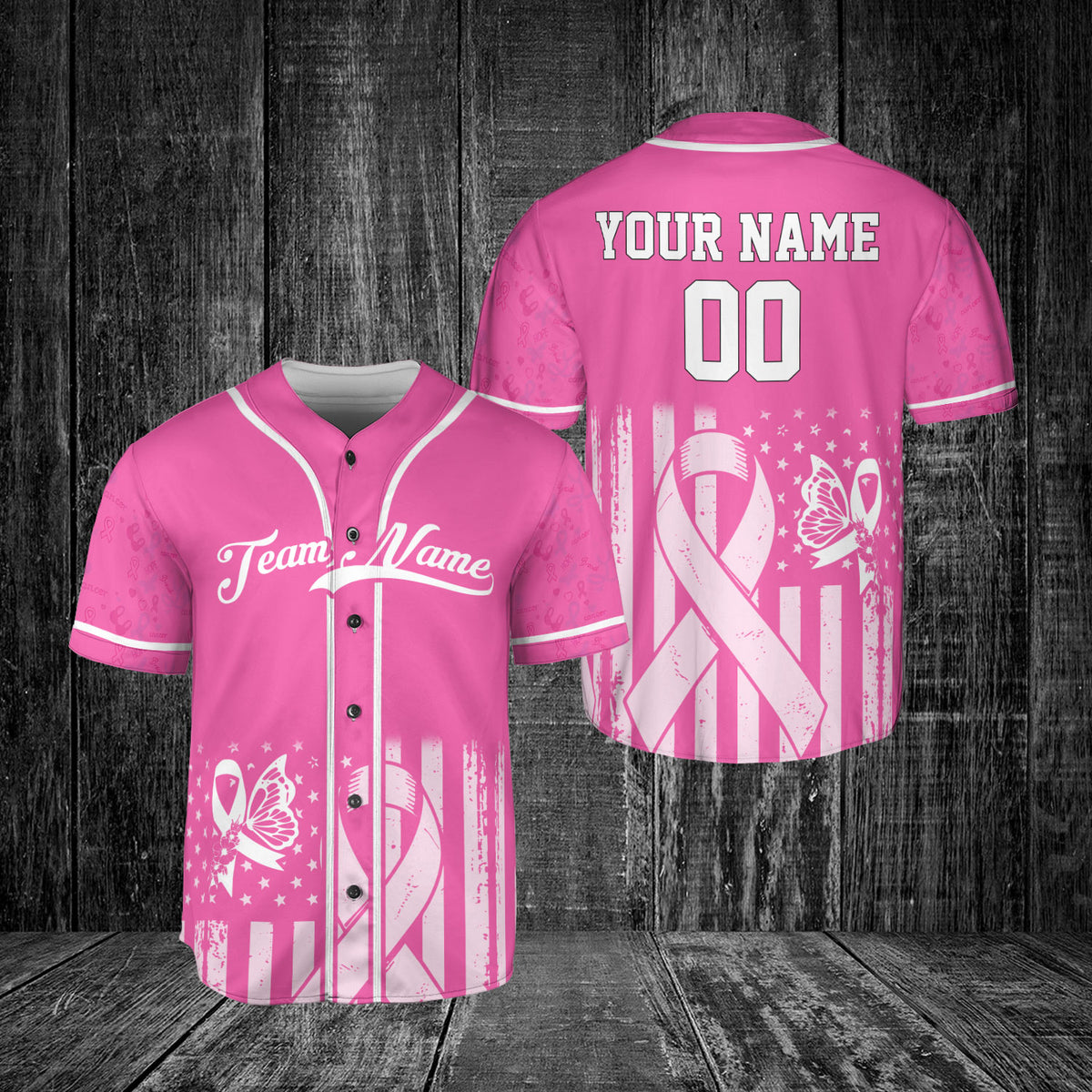 Personalized Name and Team Name Number Breast Cancer Baseball Jersey, Baseball Breast Cancer Survivor Pride shirt