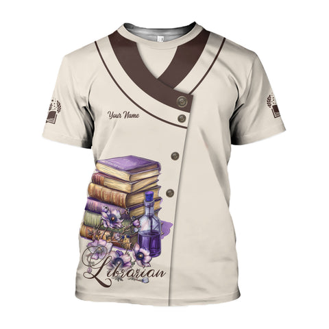 Custom Name Librarian 3D T Shirt, sweatshirt hoodie Librarian unisex 3D shirt for women men