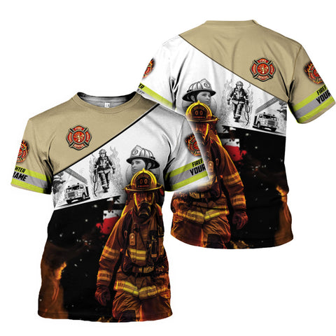 Personalized Firefighter 3dShirt, Custom Name Fire Man Firefighter Gift shirt, Unisex Tshirts 3D for Men Women