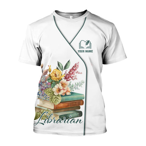 Custom Name Librarian 3D T Shirt for women, sweatshirt hoodie zip hoodie Librarian 3D shirt