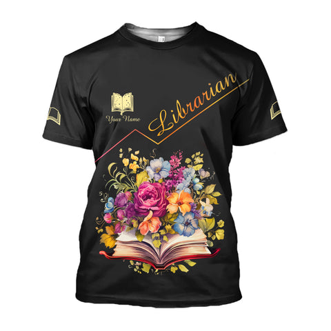 Custom Name Librarian 3D Shirt for women, sweatshirt hoodie zip hoodie Librarian 3D unisex shirt