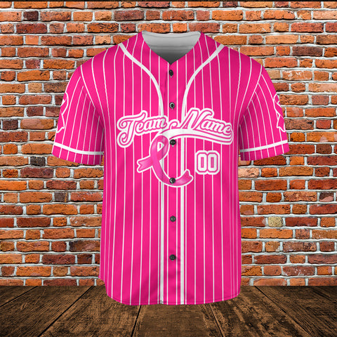 Customized Name Team Name Number Breast Cancer Baseball Jersey, Breast Cancer Survivor Pride unisex shirt for women men