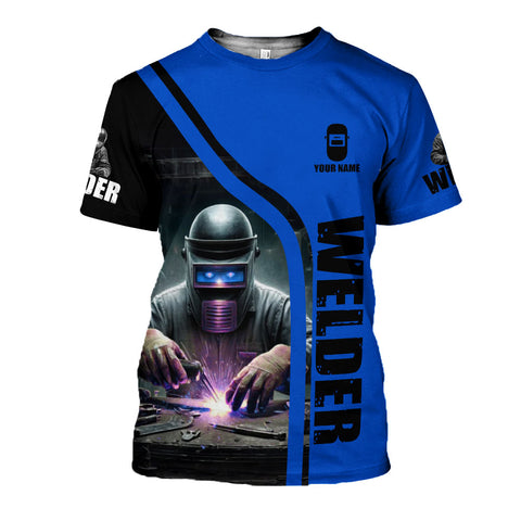Personalized 3D Welder T Shirt with Name, Custom Welder Shirts for Men 3D shirt