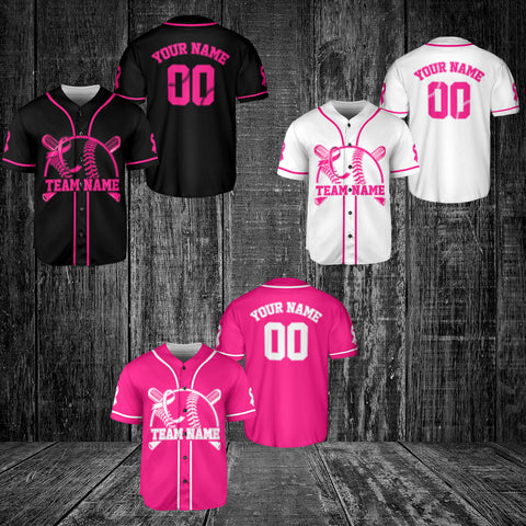Custom Name Number Team Name Breast Cancer Baseball Jersey, Breast Cancer Survivor Pride shirt for women men