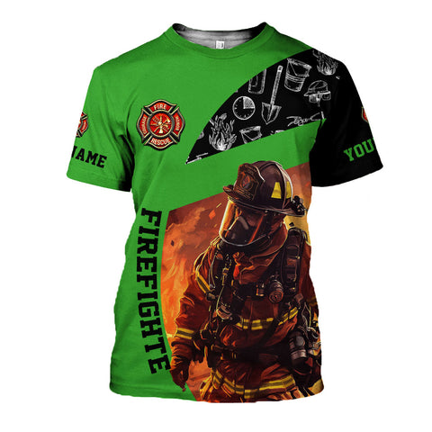 Personalized Firefighter Shirt for Men, Custom Name Fire Man Firefighter Gift Tshirt, 3D Shirts for Men Women