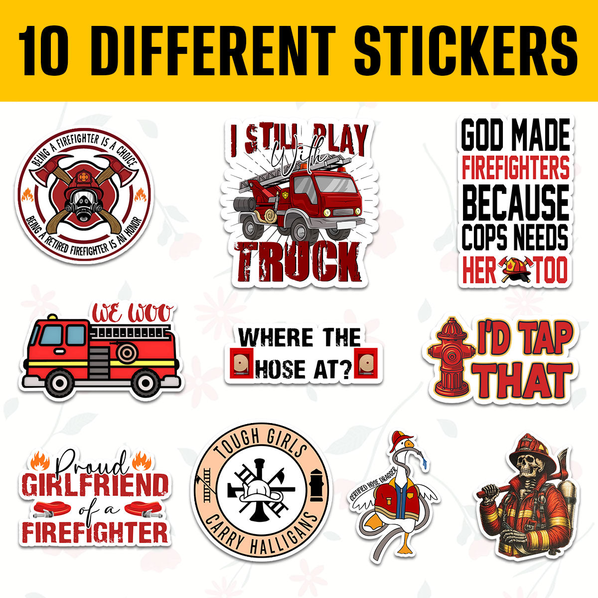 10PCS Firefighter Thin Red Line Stickers 3in, Fire Department Truck Rescue for Laptop, Water Bottles, Helmet, Skateboard for Firefighters