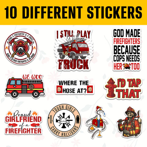 10PCS Firefighter Thin Red Line Stickers 3in, Fire Department Truck Rescue for Laptop, Water Bottles, Helmet, Skateboard for Firefighters