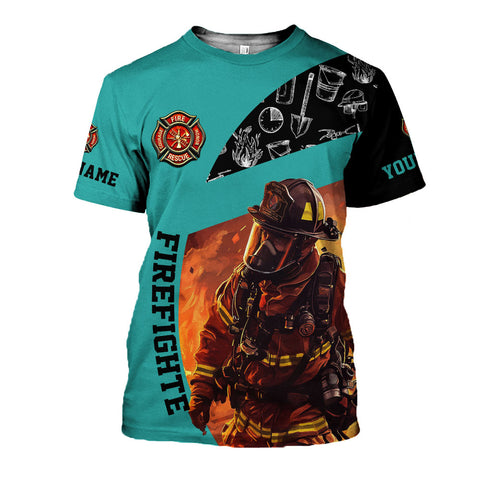 Personalized Firefighter Shirt for Men, Custom Name Fire Man Firefighter Gift Tshirt, 3D Shirts for Men Women