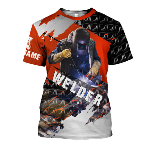 Personalized Name 3D Welder Shirt, Welder Shirts for Men 3D shirt , gift for him Welding T-shirt