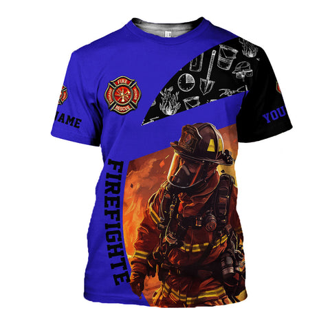 Personalized Firefighter Shirt for Men, Custom Name Fire Man Firefighter Gift Tshirt, 3D Shirts for Men Women
