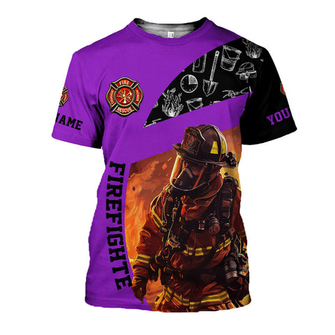 Personalized Firefighter Shirt for Men, Custom Name Fire Man Firefighter Gift Tshirt, 3D Shirts for Men Women