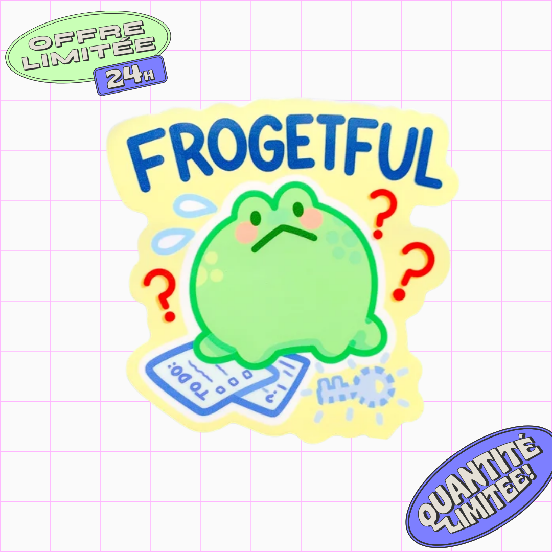 Frogetful Sticker Forgetful Frog ADHD Design Sticker for Laptop, Water Bottle