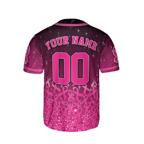 Homedesign Personalized Name Number Team Name Breast Cancer Baseball Jersey, Breast Cancer Survivor Pride shirt for women