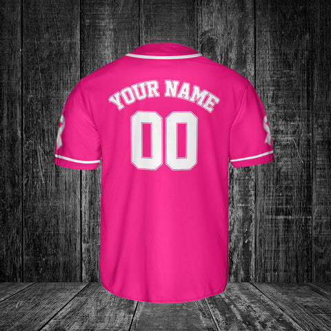 Custom Name Number Team Name Breast Cancer Baseball Jersey, Breast Cancer Survivor Pride shirt for women men