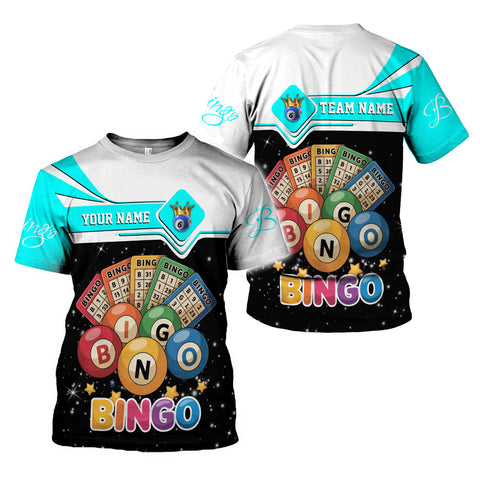 Personalized Team Name and Name colorful BINGO 3D Shirt, Custom Bingo game Shirts for Team, Men Women unisex T shirt