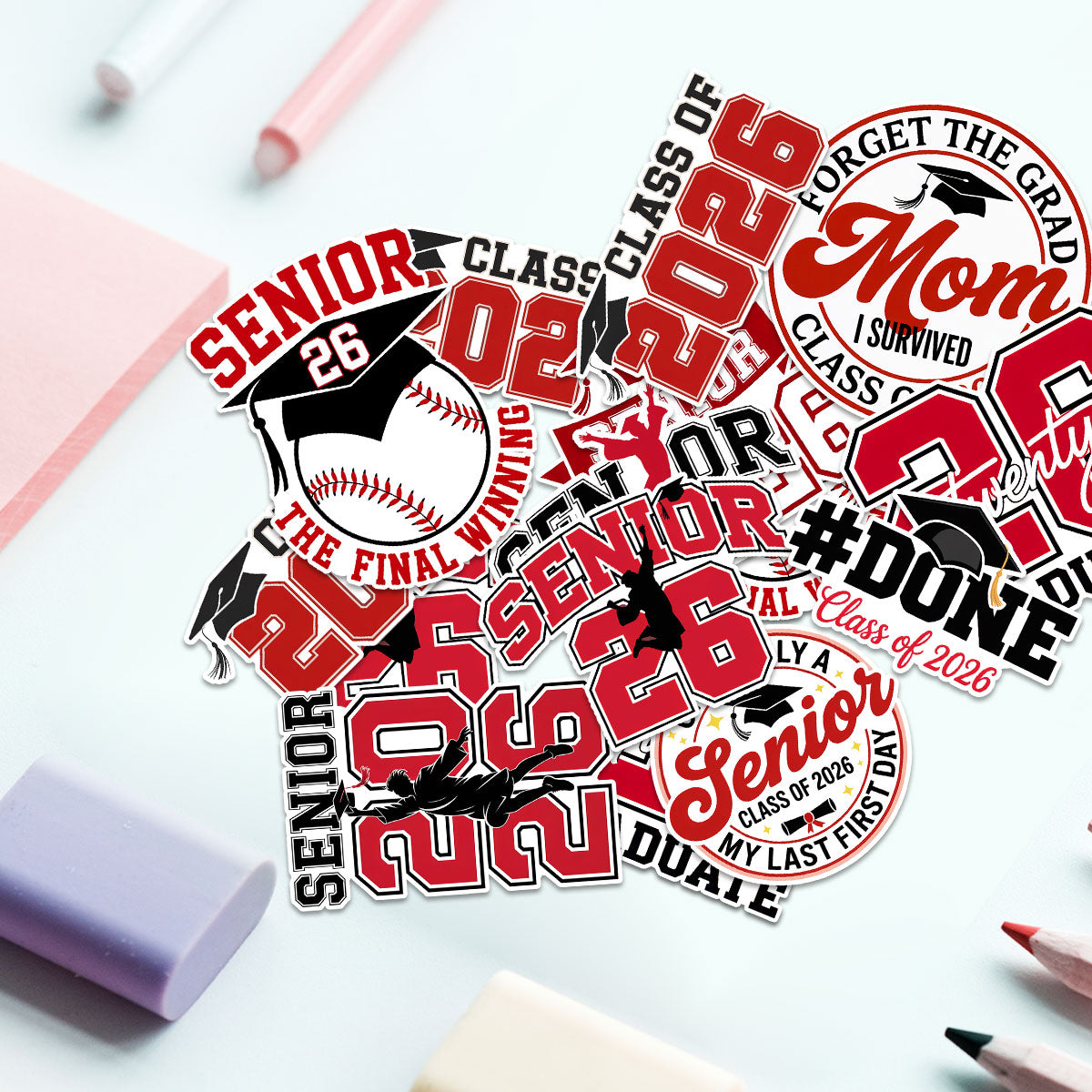 (10PCS) Senior 2026 Sticker 3in, Girly High School Waterproof Decal for Student, Graduation Class of 2026 Gift, College Student Decoration for Laptop Tablet Kindle 3 Inches