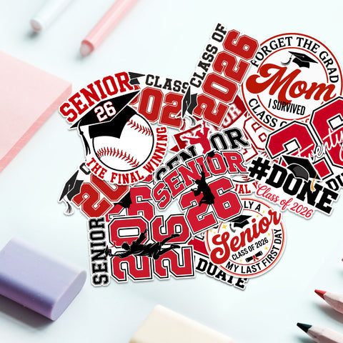 (10PCS) Senior 2026 Sticker 3in, Girly High School Waterproof Decal for Student, Graduation Class of 2026 Gift, College Student Decoration for Laptop Tablet Kindle 3 Inches