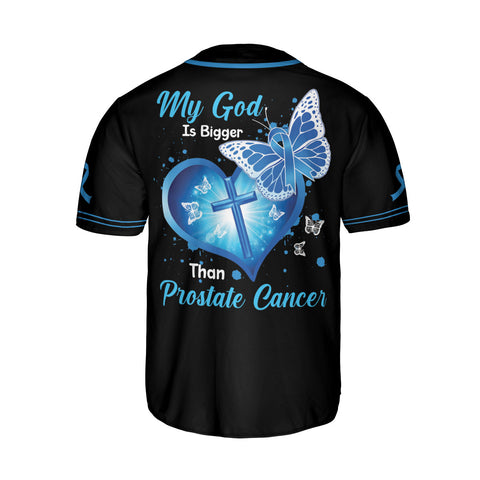 Customized Name Prostate Cancer Jersey, My God is bigger than Prostate Cancer Baseball Jersey