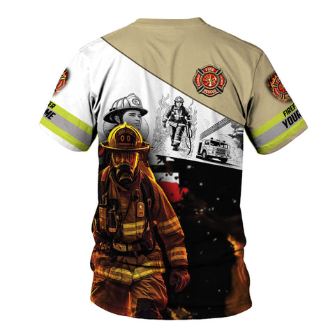 Personalized Firefighter 3dShirt, Custom Name Fire Man Firefighter Gift shirt, Unisex Tshirts 3D for Men Women