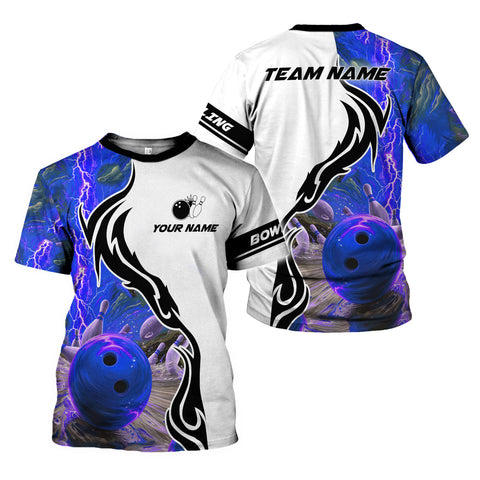 Custom Name Team Name Bowling 3D Shirt, Bowling Shirts for Men Women, Short Sleeve Shirts for Team Bowling