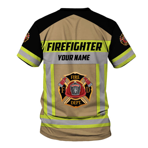 Personalized Name Firefighter 3D Shirt, Custom Fire Man Firefighter Gift shirt, Unisex Tshirts 3D for Men